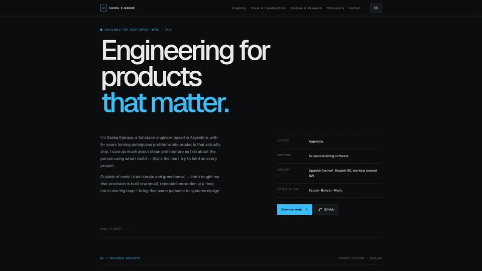 Homepage snapshot at launch
