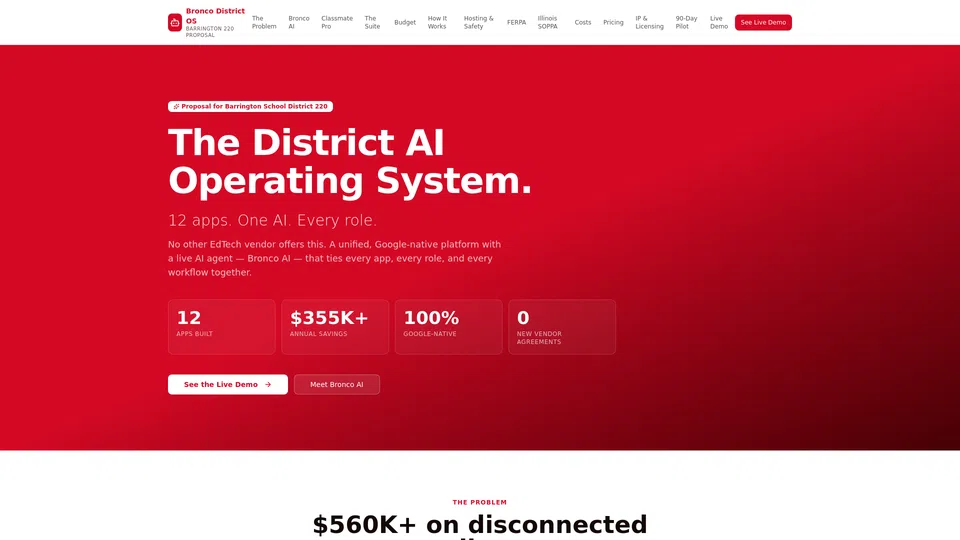 Homepage snapshot at launch