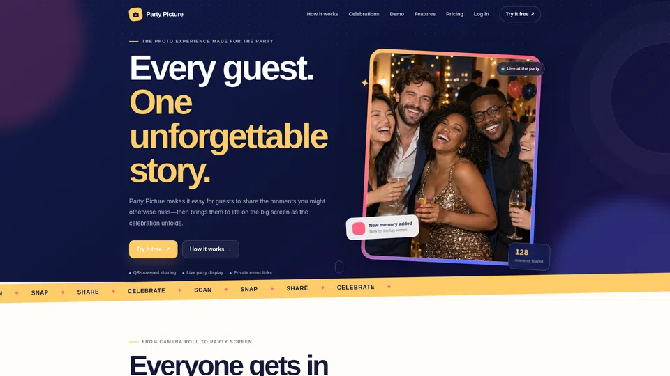 Homepage snapshot at launch