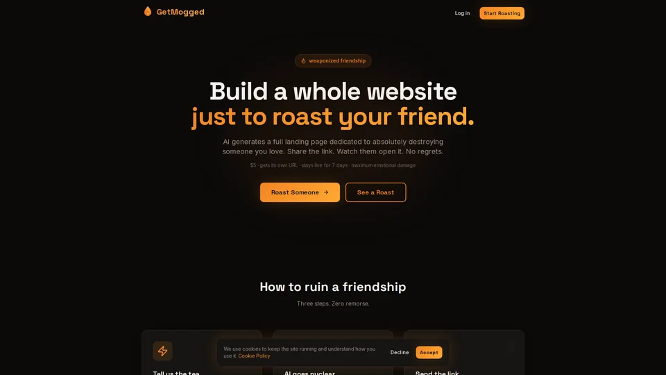 Homepage snapshot at launch