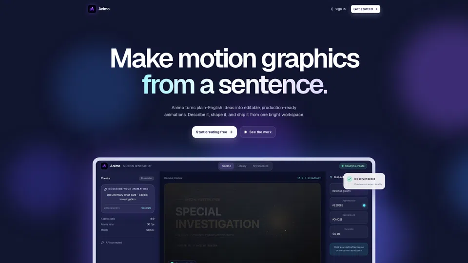 Homepage snapshot at launch