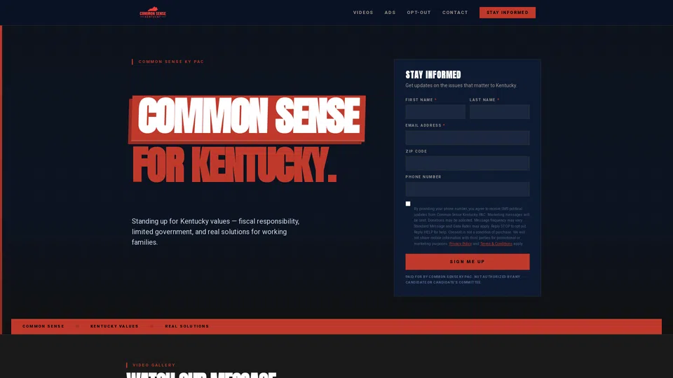 Homepage snapshot at launch