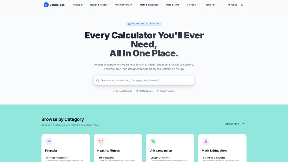 Homepage snapshot at launch
