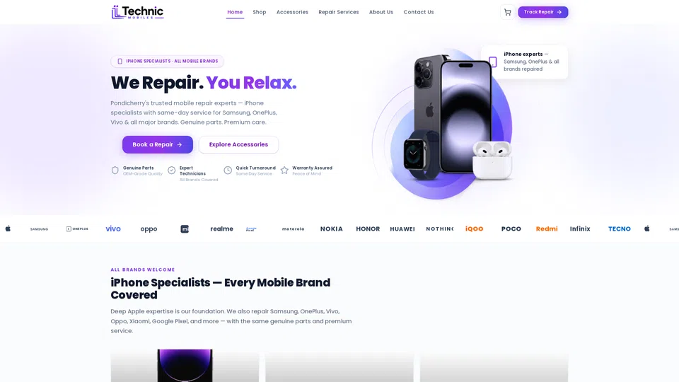 Homepage snapshot at launch