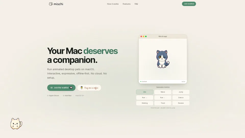 Homepage snapshot at launch