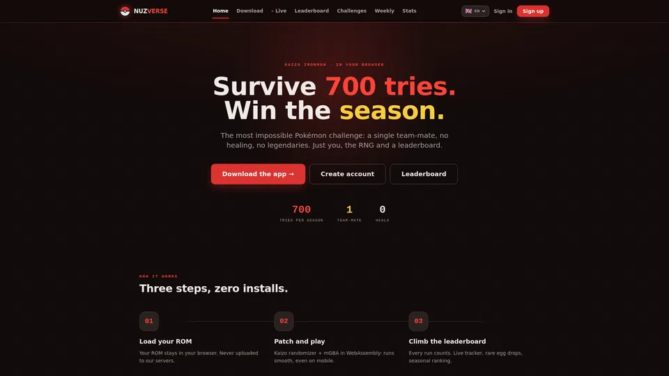 Homepage snapshot at launch