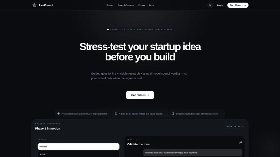 Homepage snapshot at launch