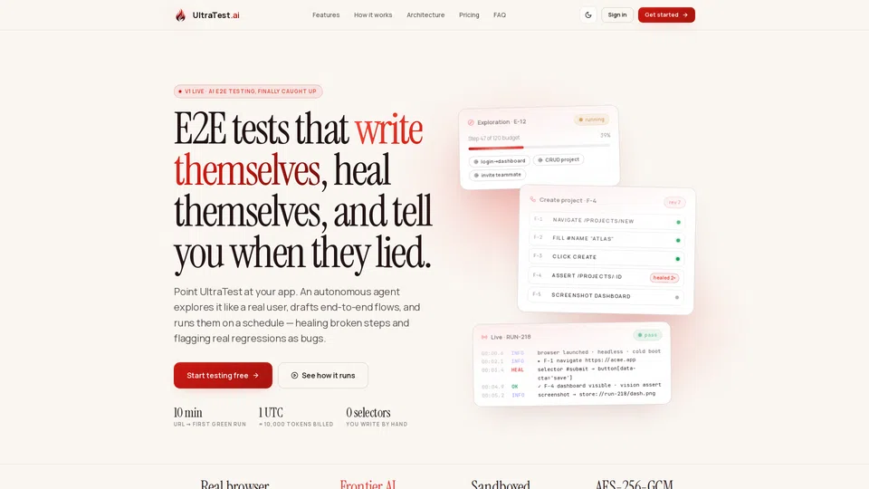 Homepage snapshot at launch