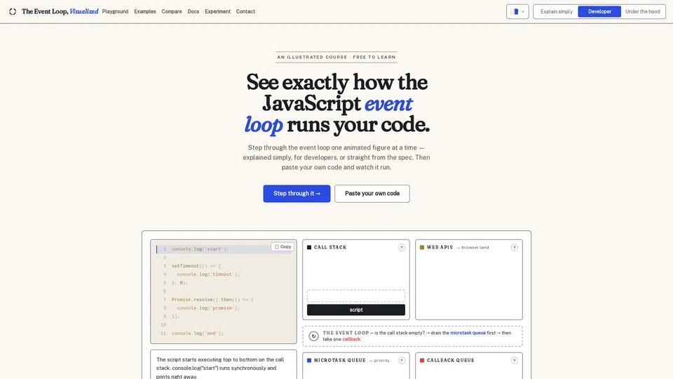 Homepage snapshot at launch