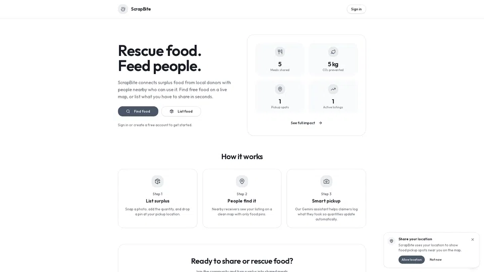 Homepage snapshot at launch