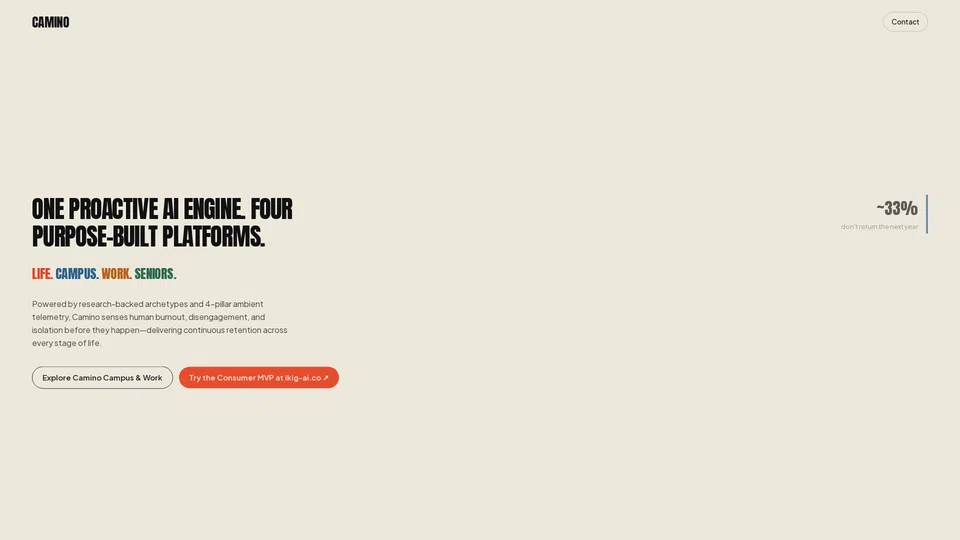 Homepage snapshot at launch