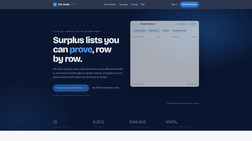 Homepage snapshot at launch