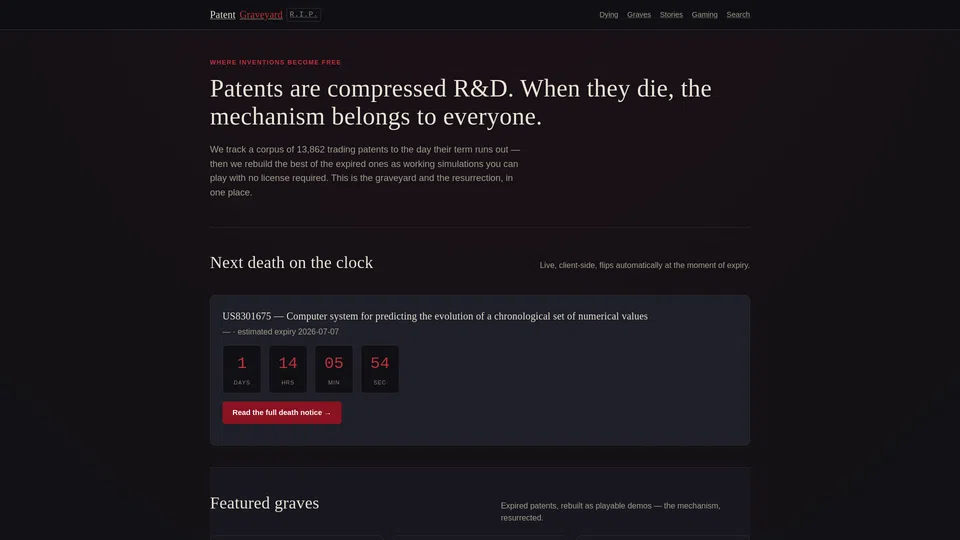 Homepage snapshot at launch