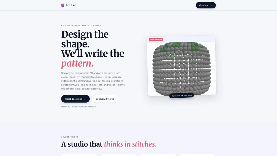 Homepage snapshot at launch
