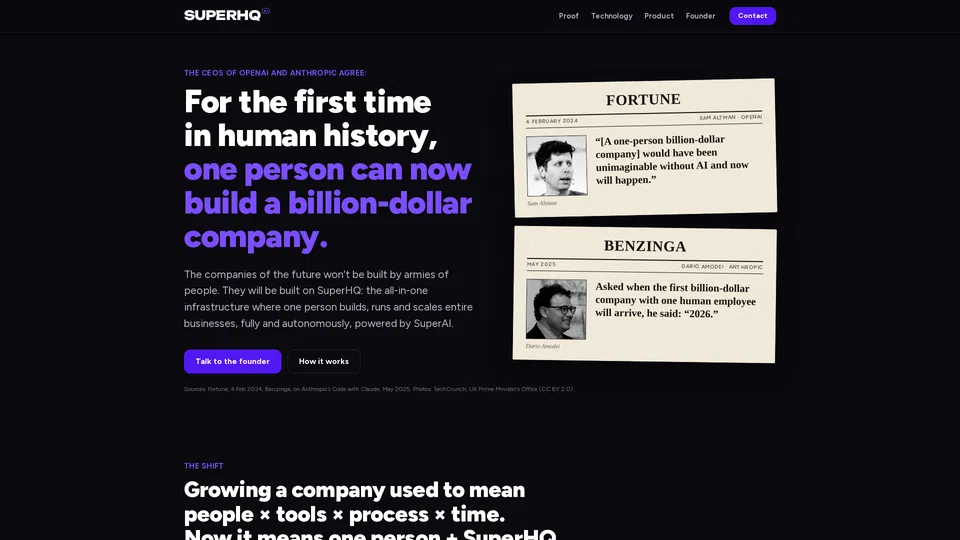 Homepage snapshot at launch