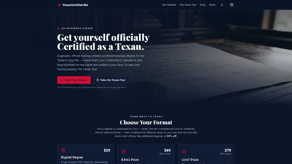 Homepage snapshot at launch