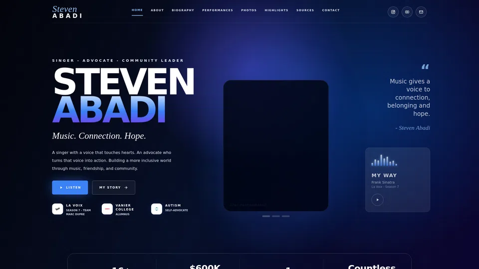 Homepage snapshot at launch