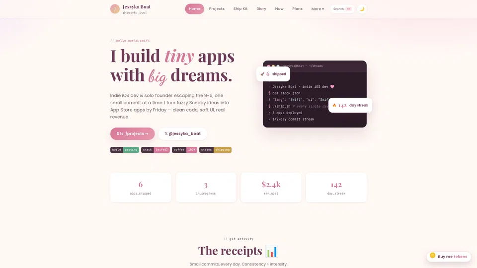 Homepage snapshot at launch