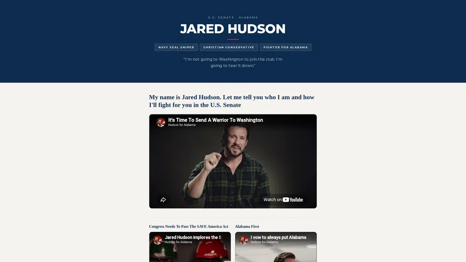 Homepage snapshot at launch