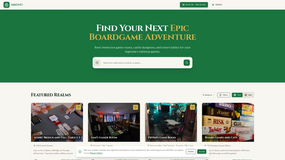 Homepage snapshot at launch