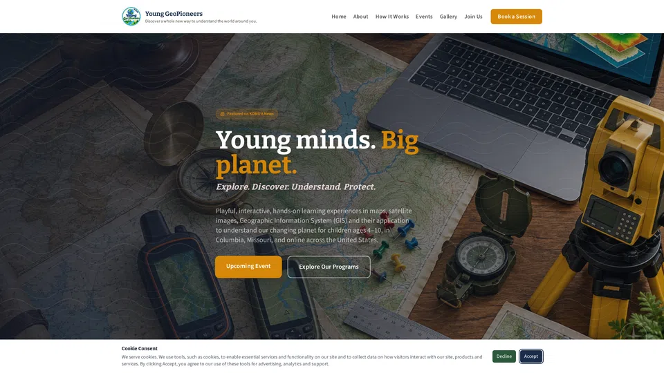 Homepage snapshot at launch