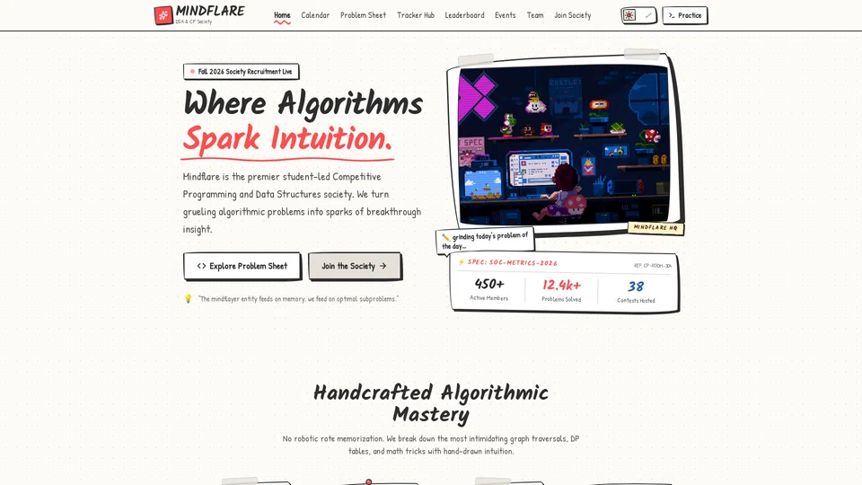 Homepage snapshot at launch