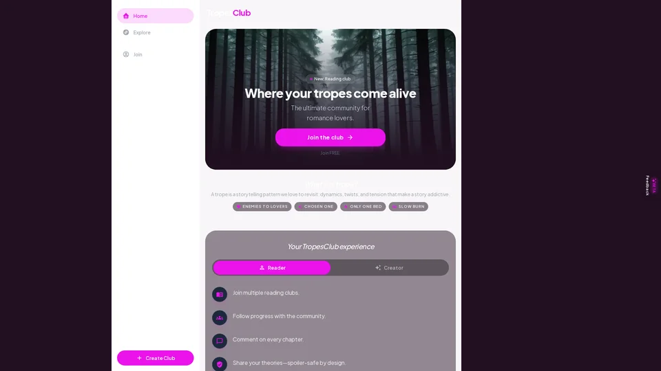 Homepage snapshot at launch