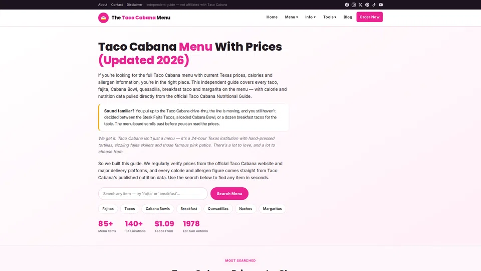 Homepage snapshot at launch