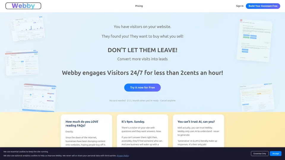 Homepage snapshot at launch