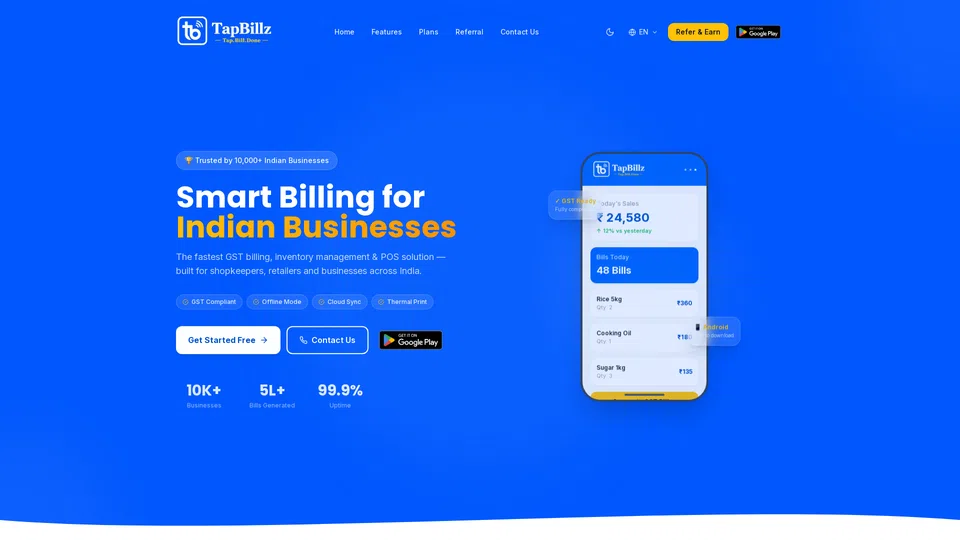 Homepage snapshot at launch