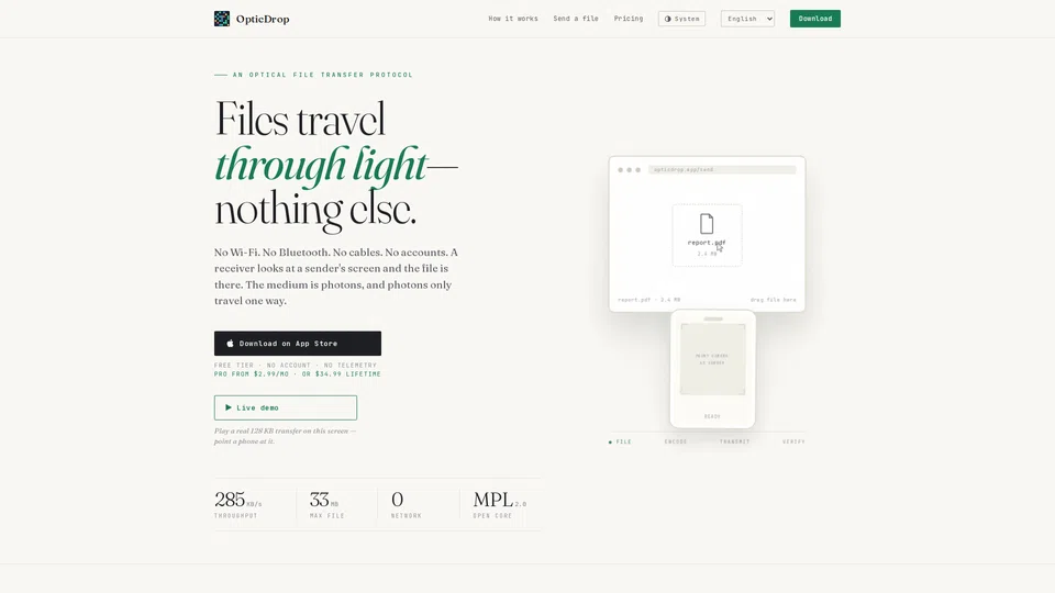 Homepage snapshot at launch