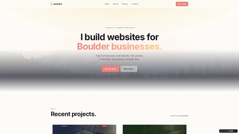 Homepage snapshot at launch