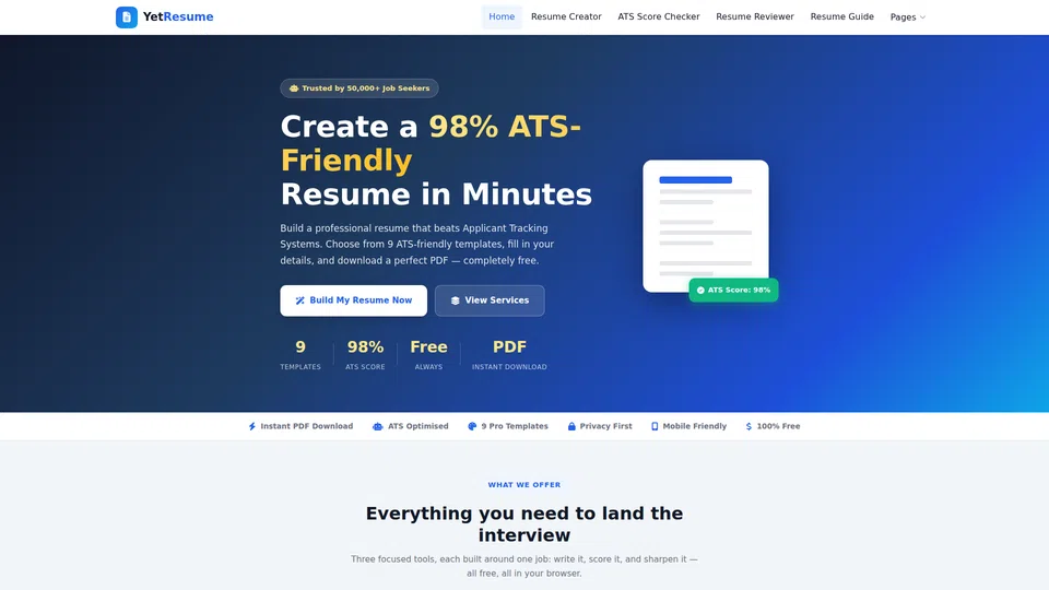 Homepage snapshot at launch
