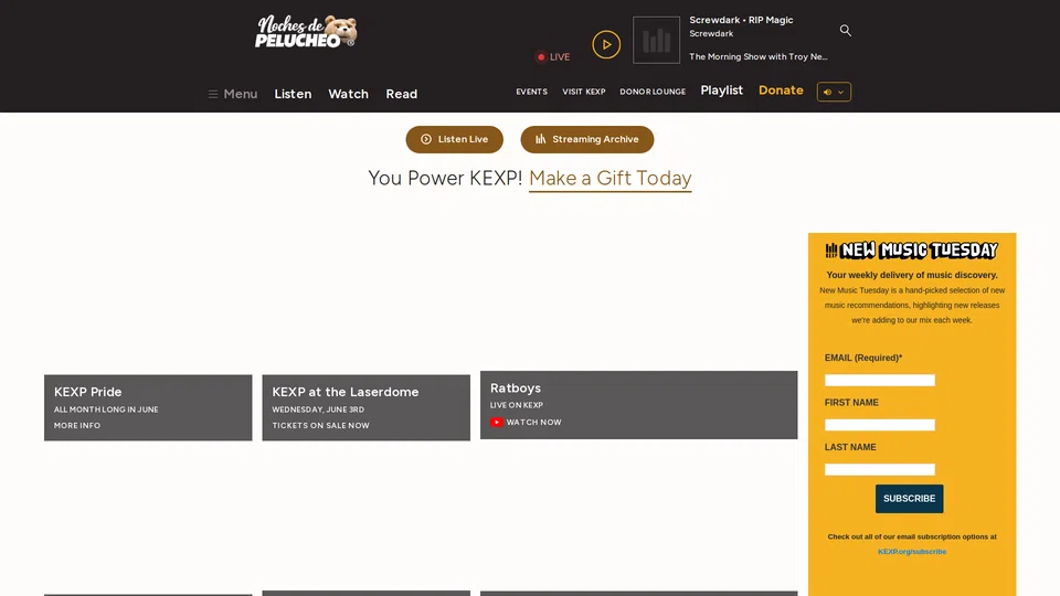 Homepage snapshot at launch