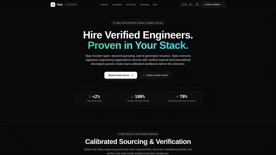 Homepage snapshot at launch