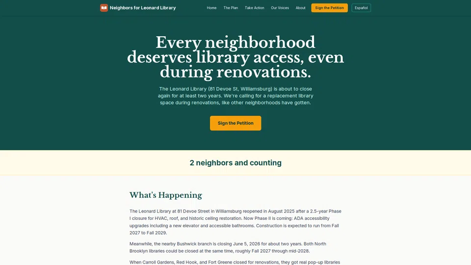 Homepage snapshot at launch