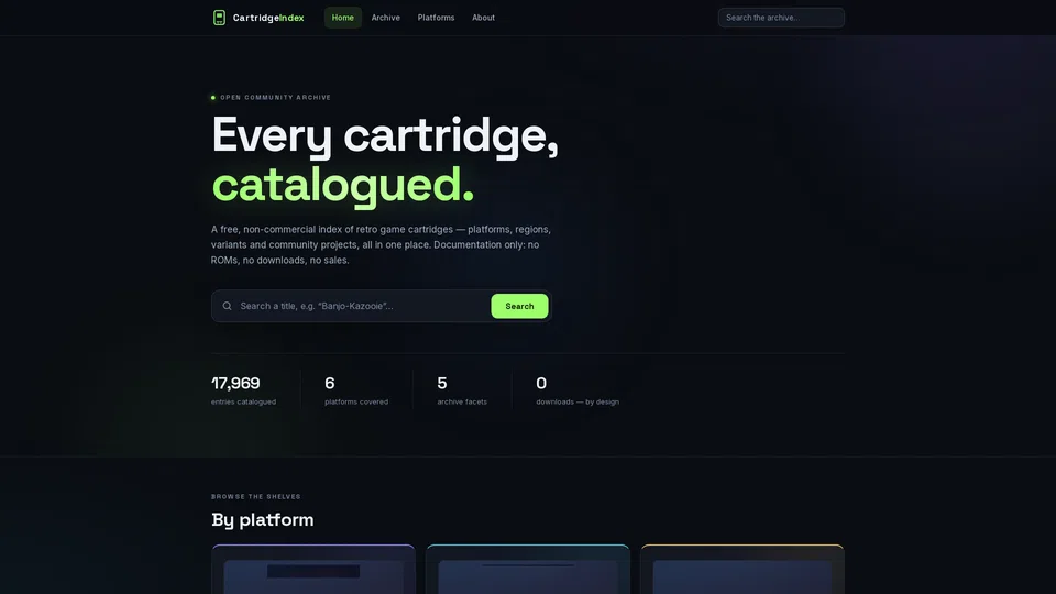 Homepage snapshot at launch