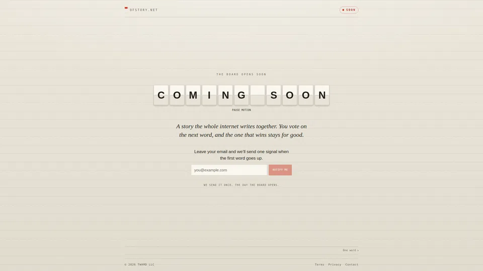 Homepage snapshot at launch
