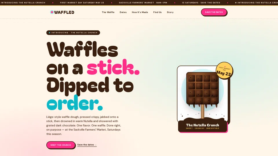 Homepage snapshot at launch