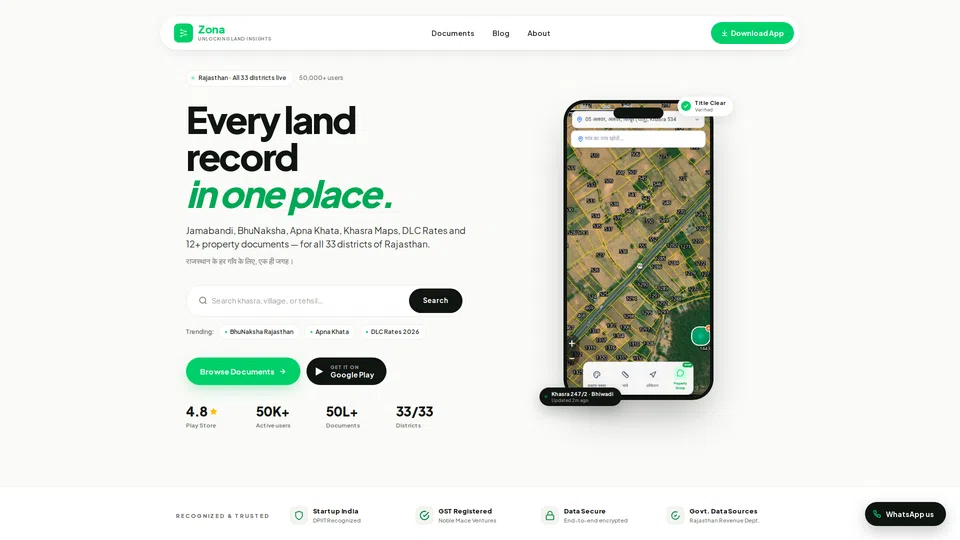 Homepage snapshot at launch