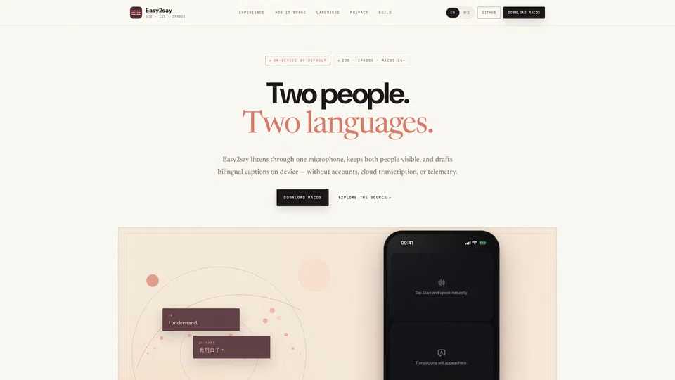 Homepage snapshot at launch