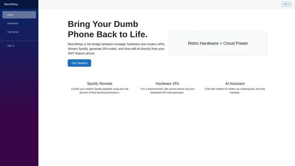 Homepage snapshot at launch