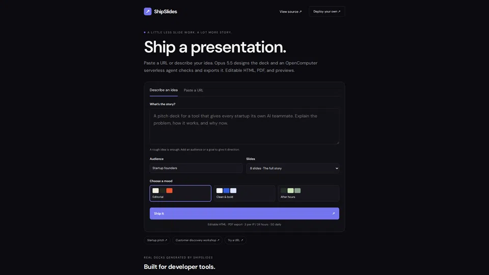 Homepage snapshot at launch