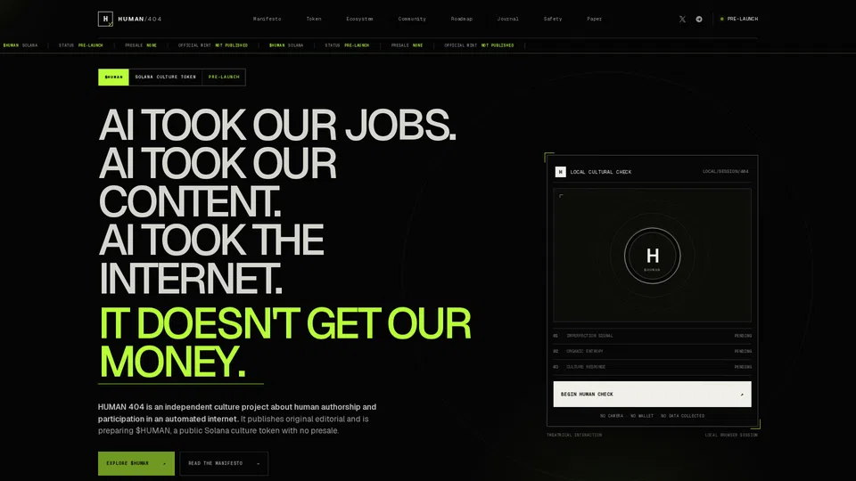 Homepage snapshot at launch