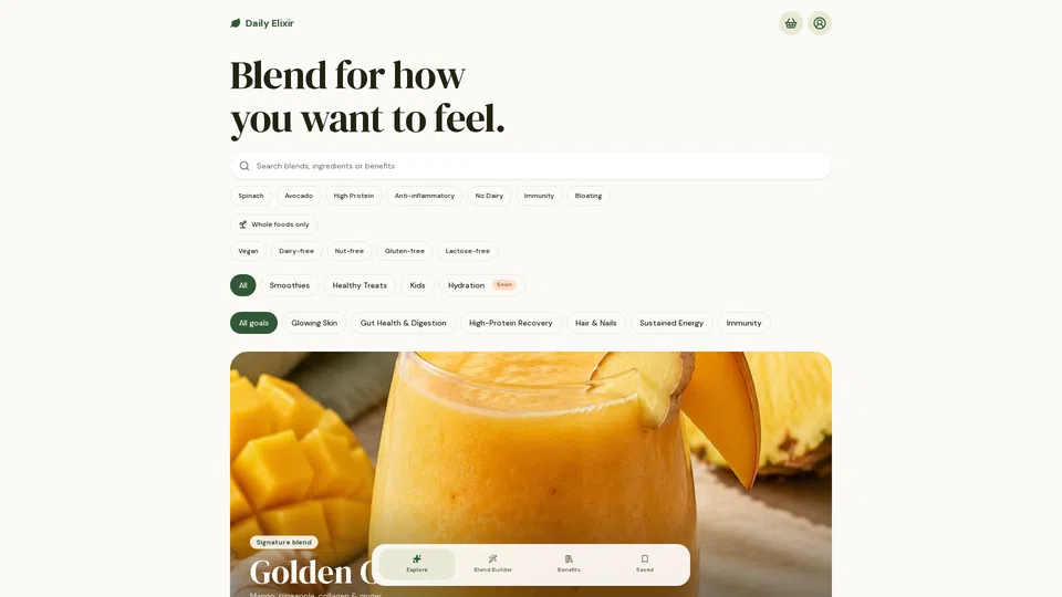 Homepage snapshot at launch