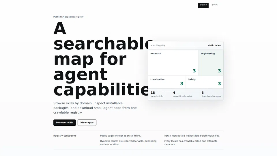 Homepage snapshot at launch