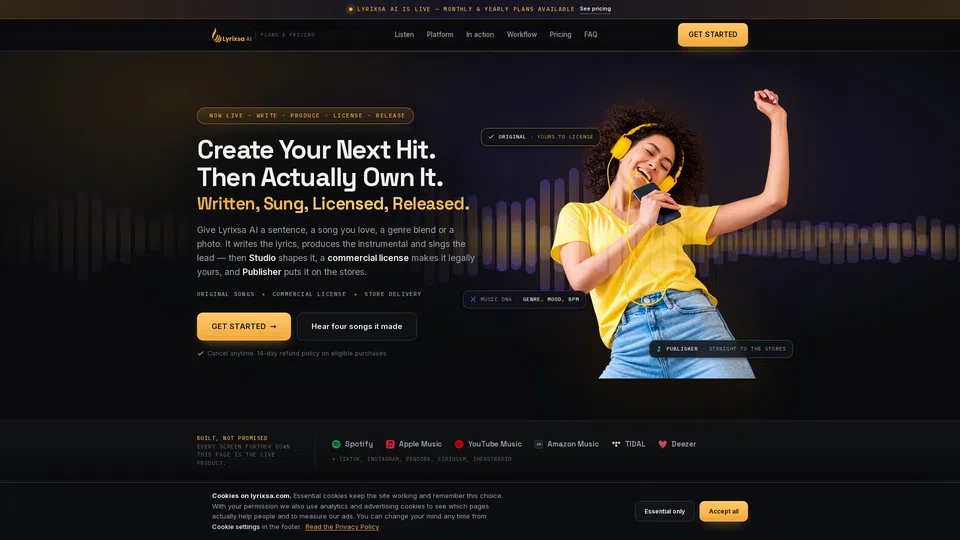 Homepage snapshot at launch