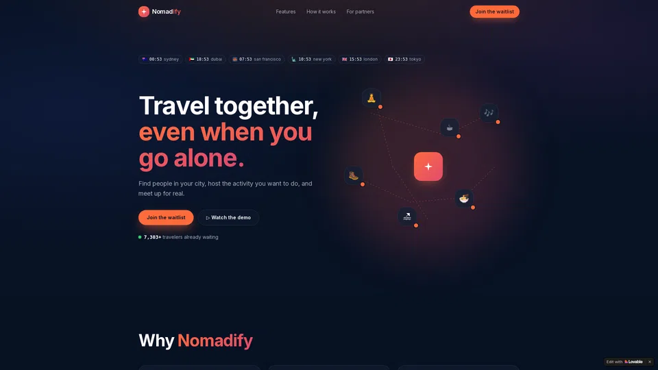 Homepage snapshot at launch