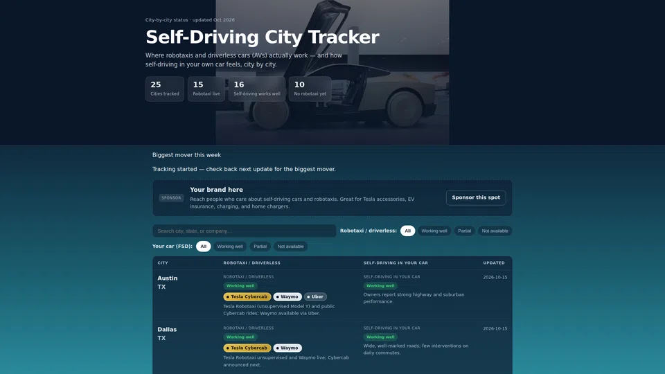 Homepage snapshot at launch