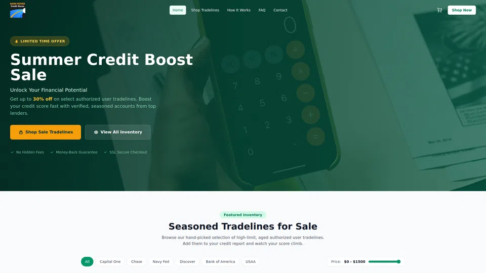 Homepage snapshot at launch